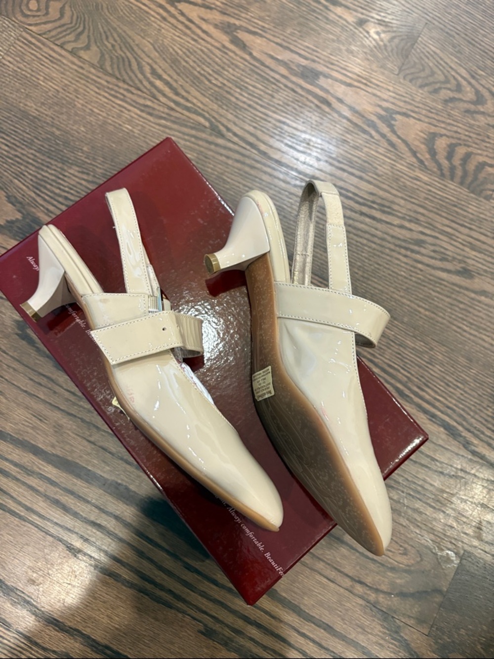 BeautiFeel Nude Patent Slingback Pointed-Toe Flats - Picture 3 of 6